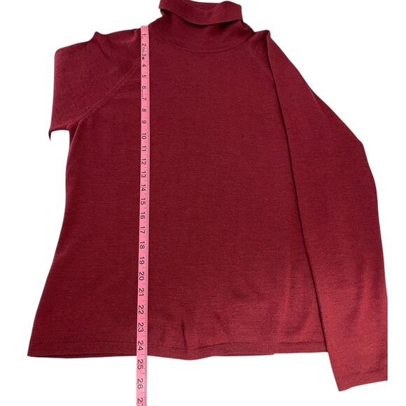 Talora Merino Wool Turtleneck Sweater Raglan Sleeves Red Size Large Holiday - Picture 7 of 9